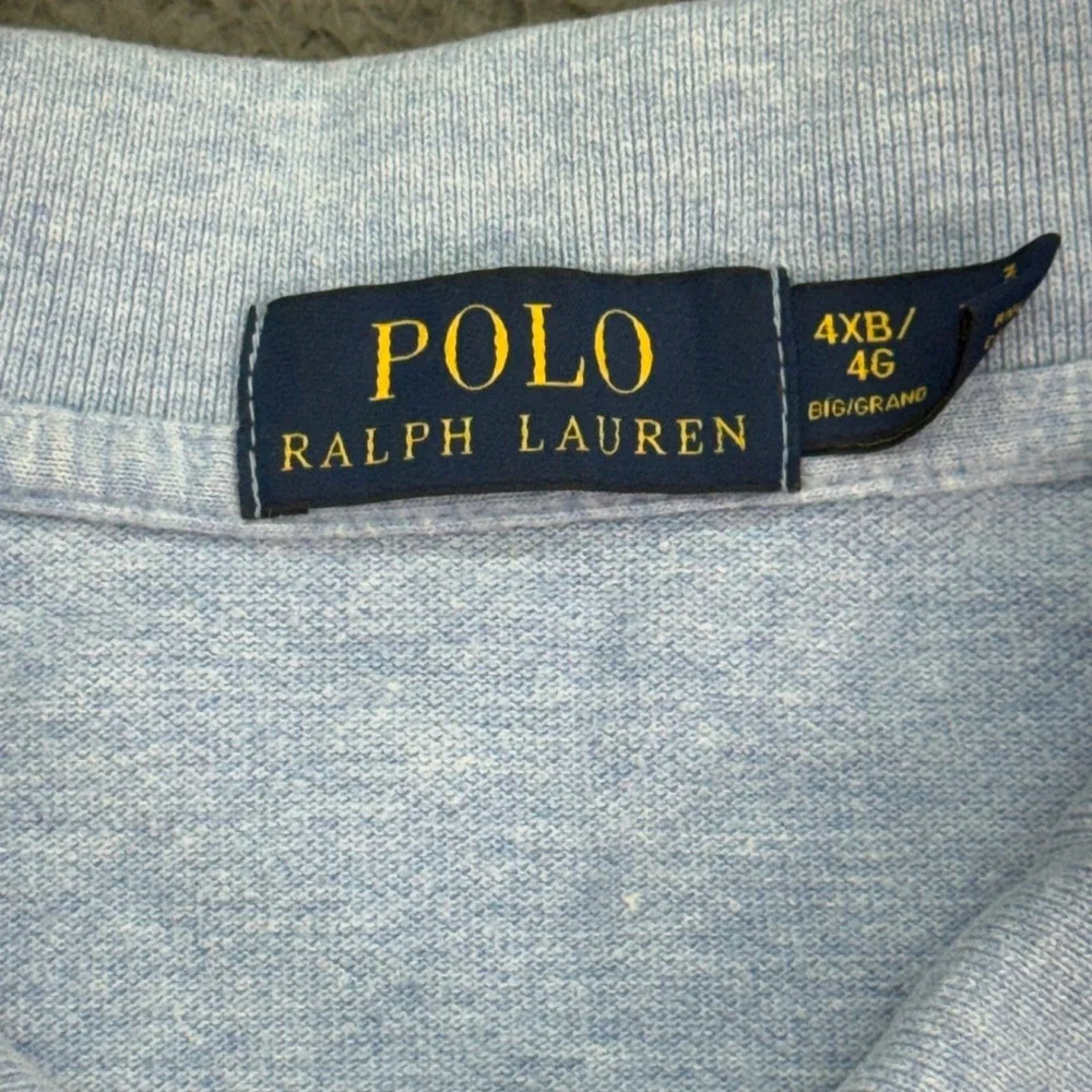 Polo Ralph Lauren Polo Shirt Mens 4XB Light Blue Heather Short Sleeve Pony Logo
